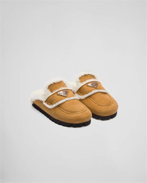 prada fluffy slippers|prada shearling slippers.